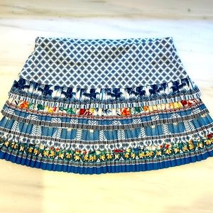 Lucky in Love Patch Me Pleat Pleated Tiered Diamond  Tennis Skirt Blue size XS